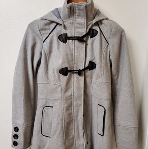 Grey coat with detachable hoodie